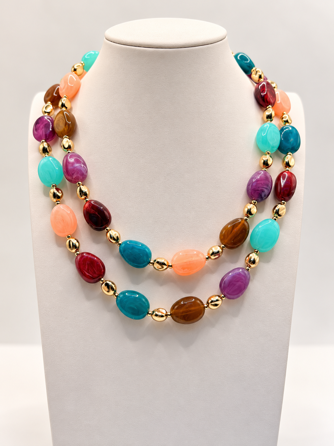 Double Strand Beaded Statement Necklace