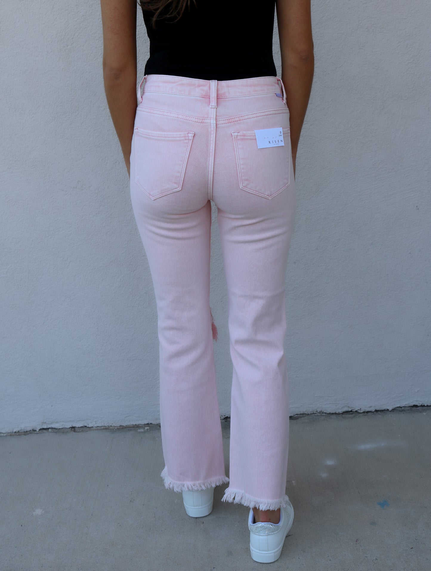 Nikki Distressed Jeans- Acid Pink