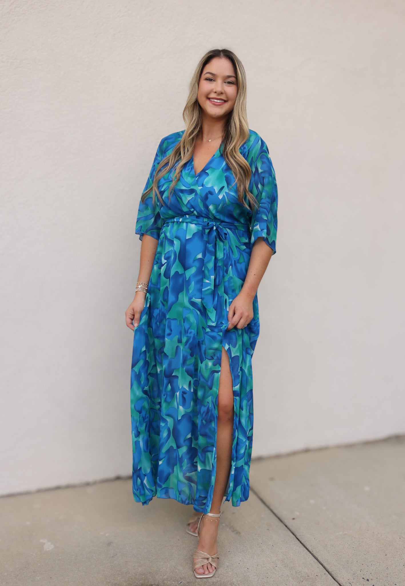 maxi wrap dress blue My Whole Heart Dark Navy Blue Long Sleeve Wrap Dress