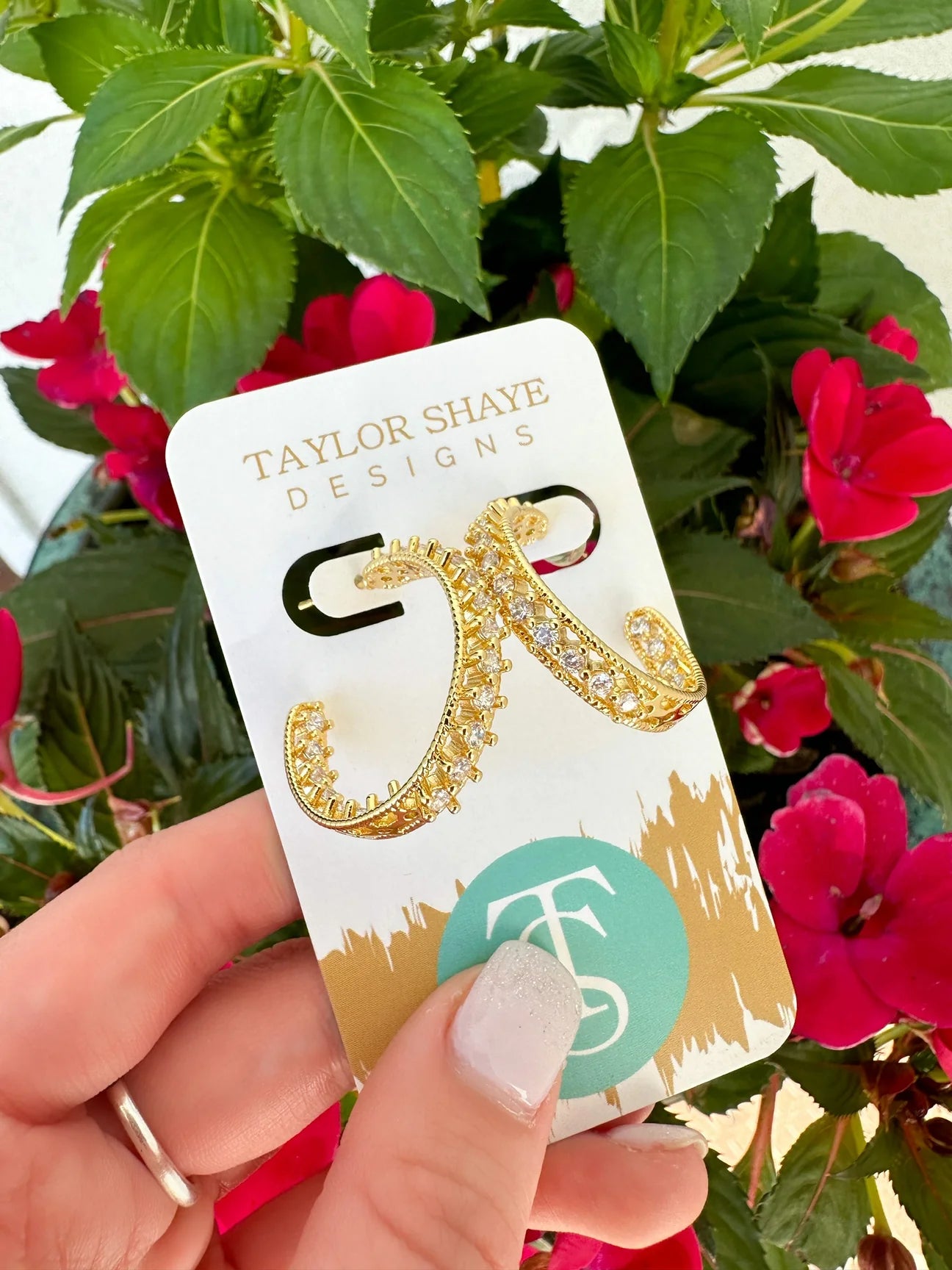 Taylor Shaye Rhinestone Hoop Earrings