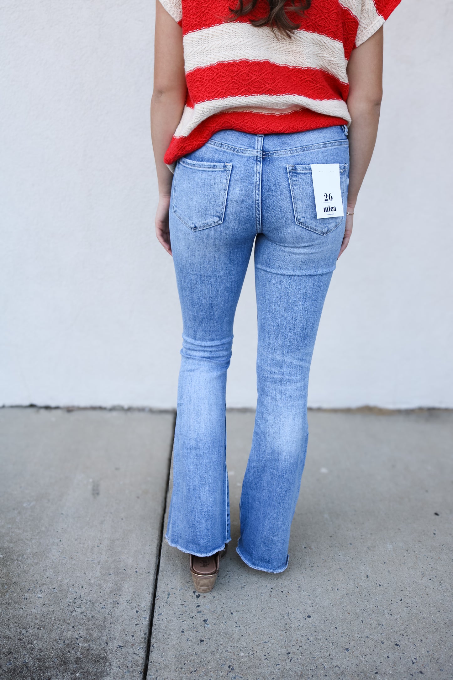 Mica High Rise Raw Hem Flare Jeans
