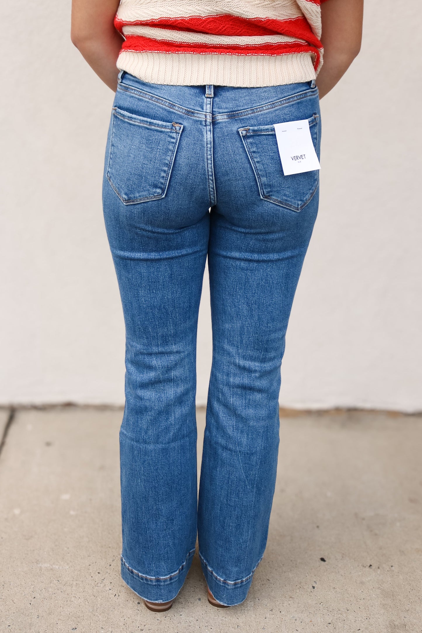 Vervet High Rise Trouser Hem Flare Jeans