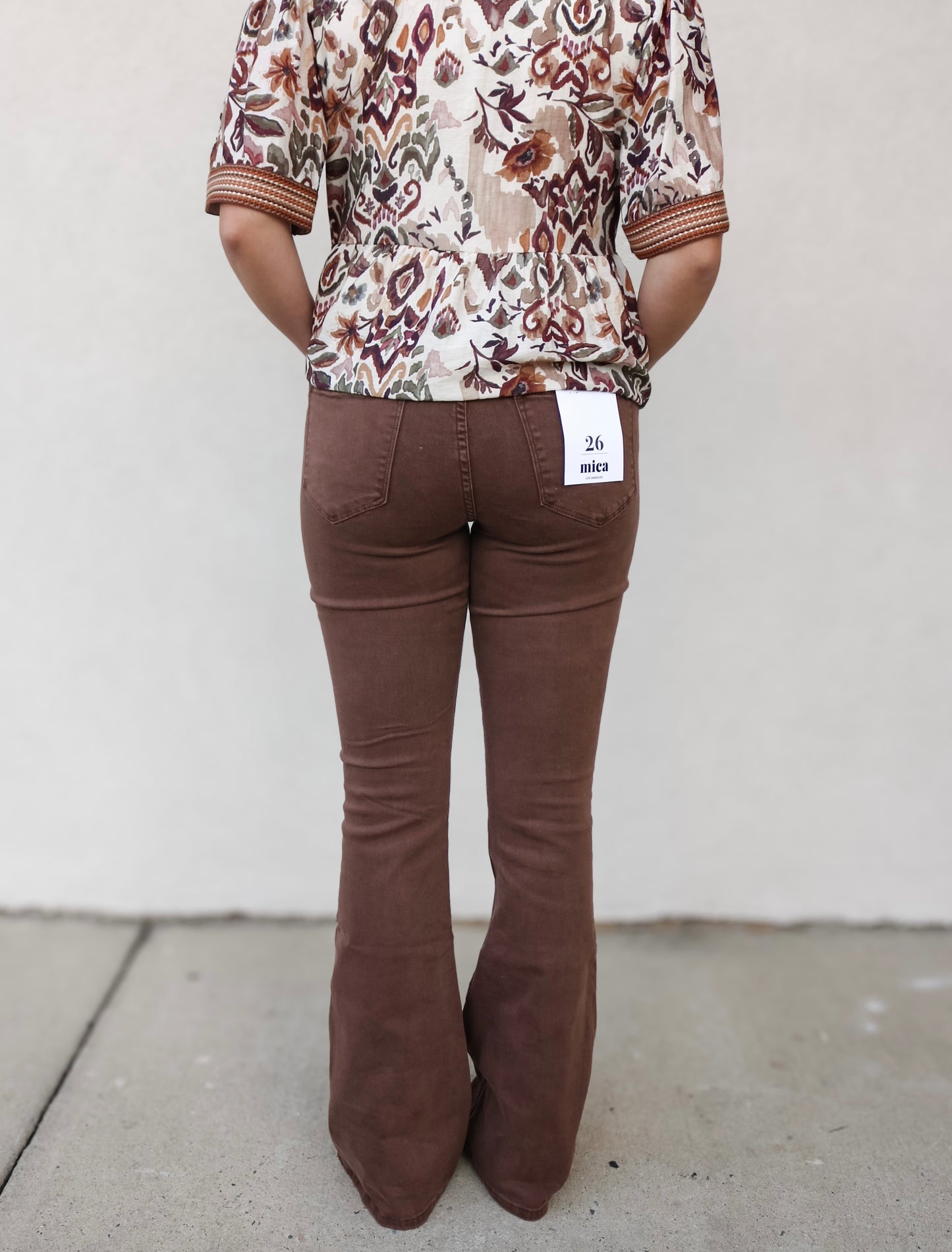 Mica Chocolate Five Button Flare Jeans
