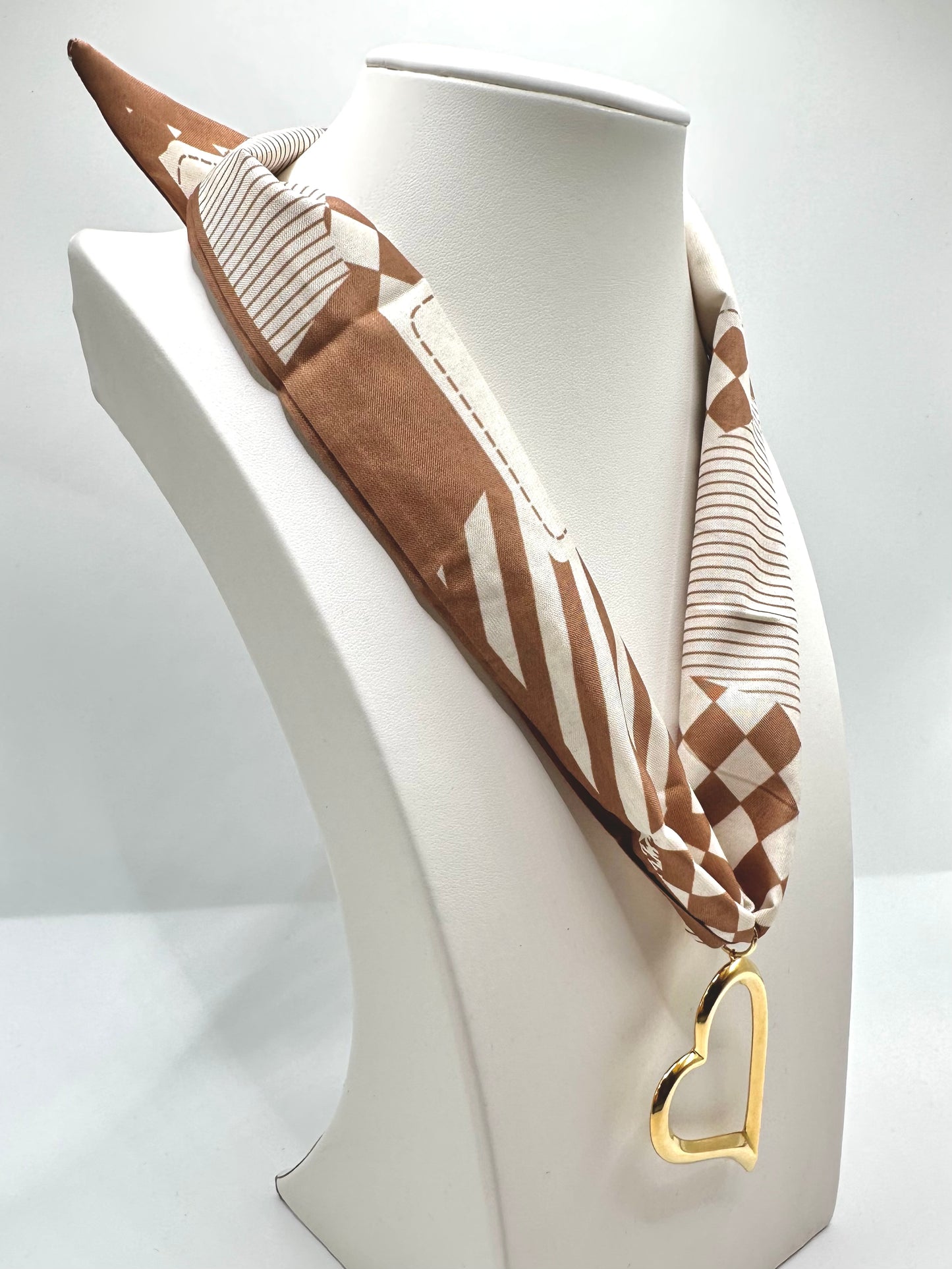 Gold Heart Scarf Necklace