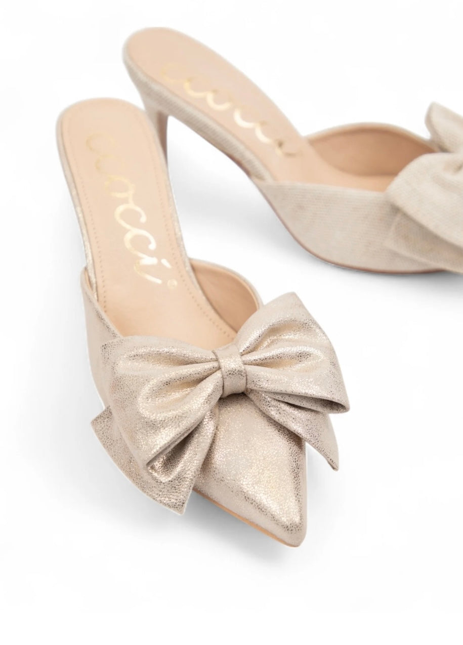 Ccocci Bow Kitten Heel- Gold