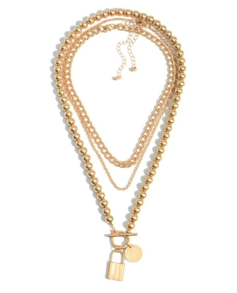 Metal Necklace Set - Gold