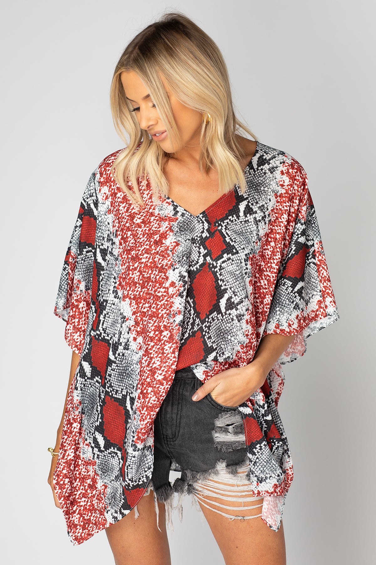 BuddyLove: North Flowy Tunic - Red Boa