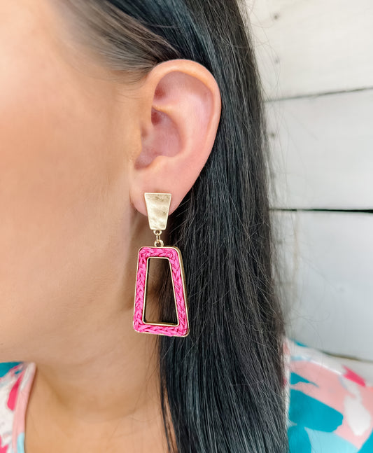 Fuchsia Braided Drop Earrings