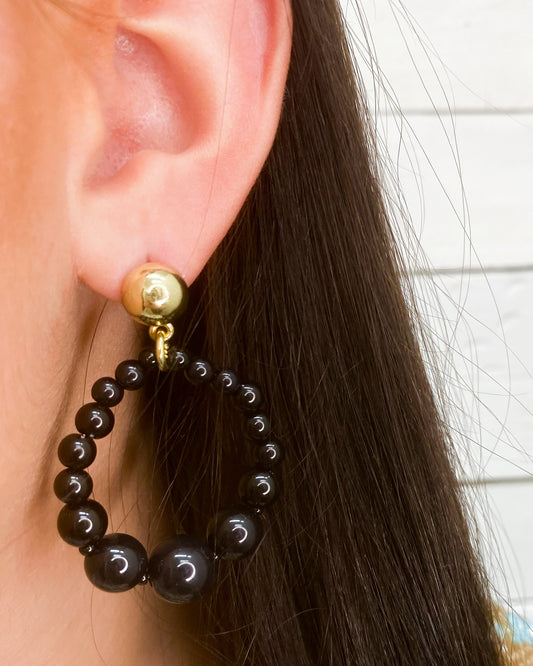 Black & Gold Beaded Earrings