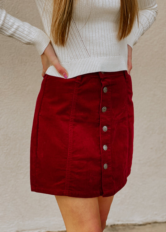 Carmen Corduroy Skirt - Burgundy