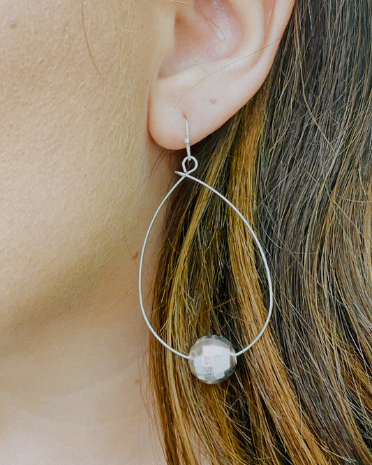 Oval Drop Earrings - Silver