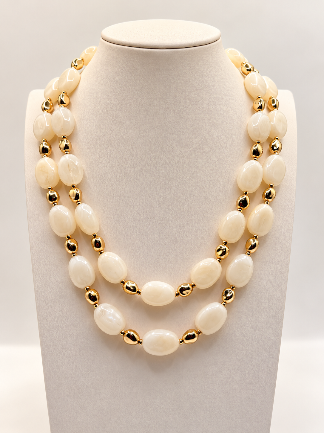 Double Strand Beaded Statement Necklace