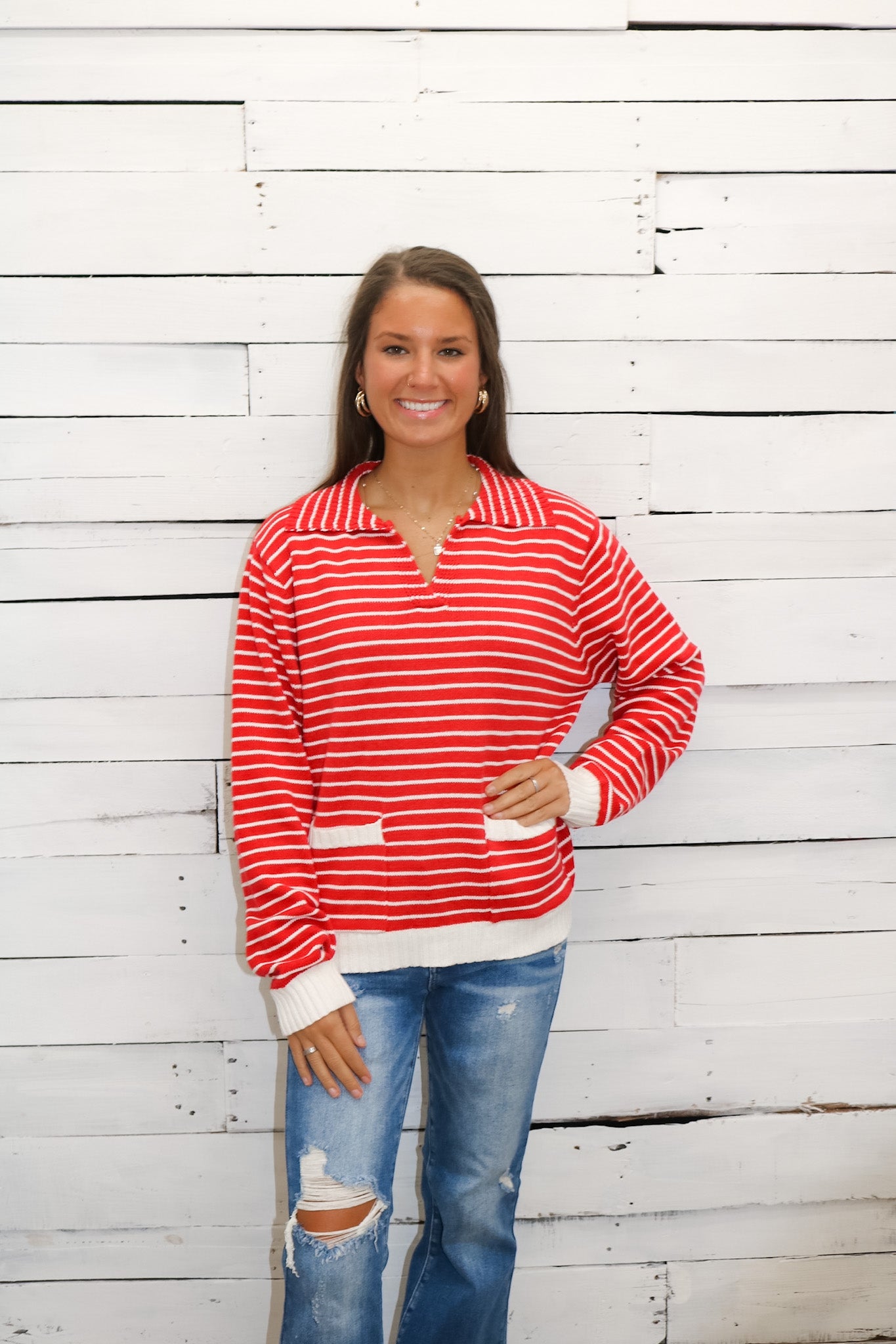 Eliana Striped Pocket Sweater