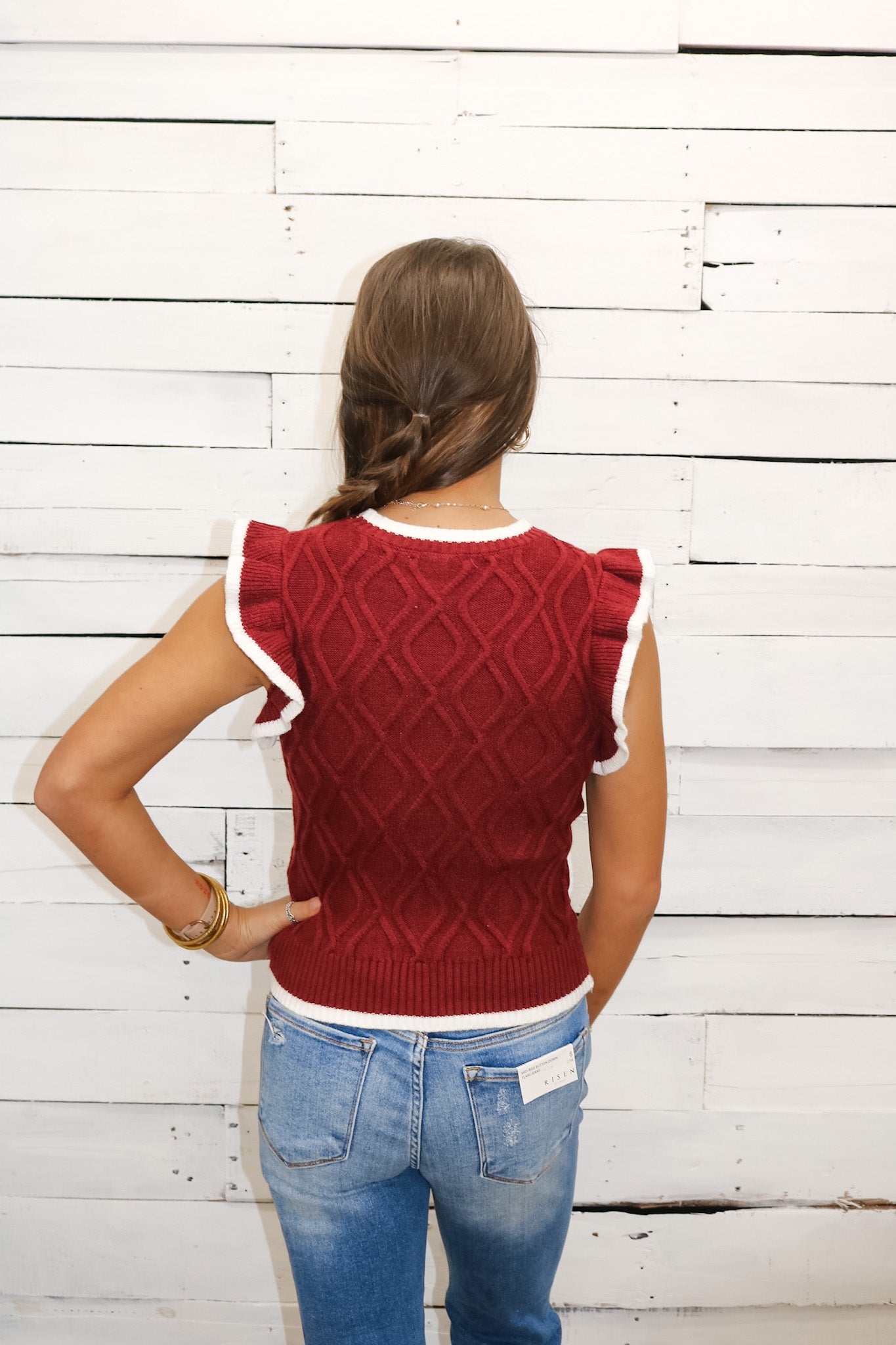 Naya Ruffle Sweater - Maroon