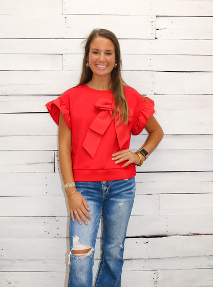 Emilee Bow Top - Red