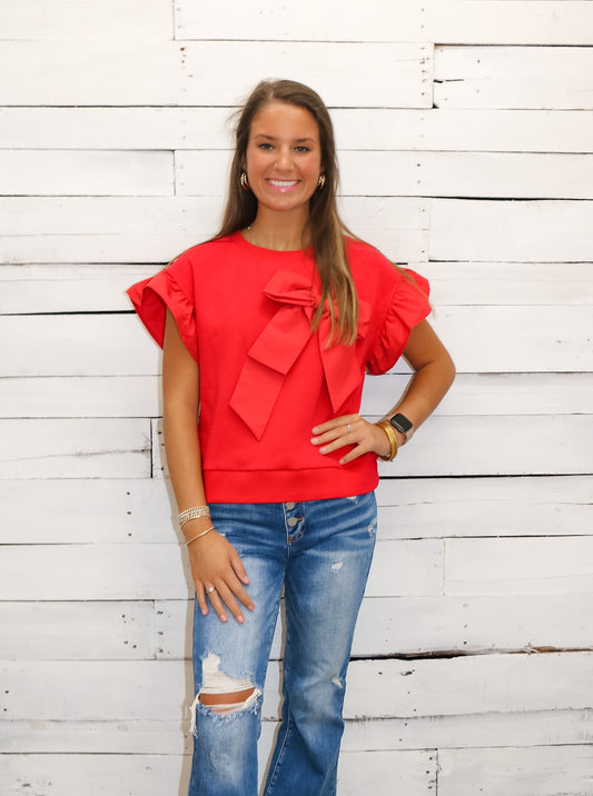 Emilee Bow Top - Red