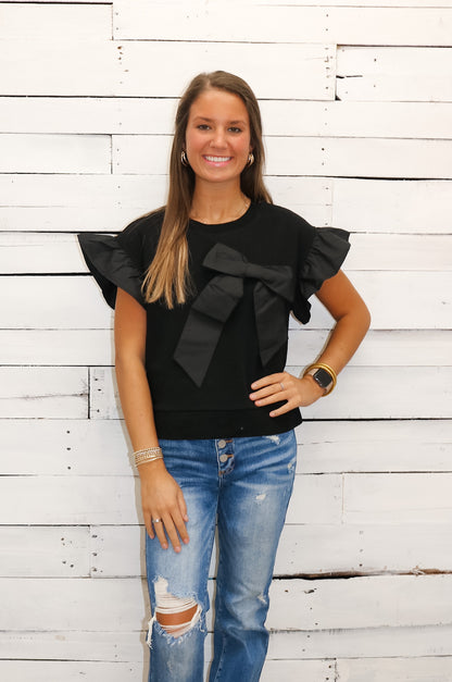 Emilee Bow Top - Black