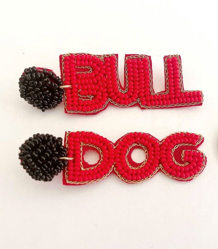 Bulldog Seed Bead Earrings