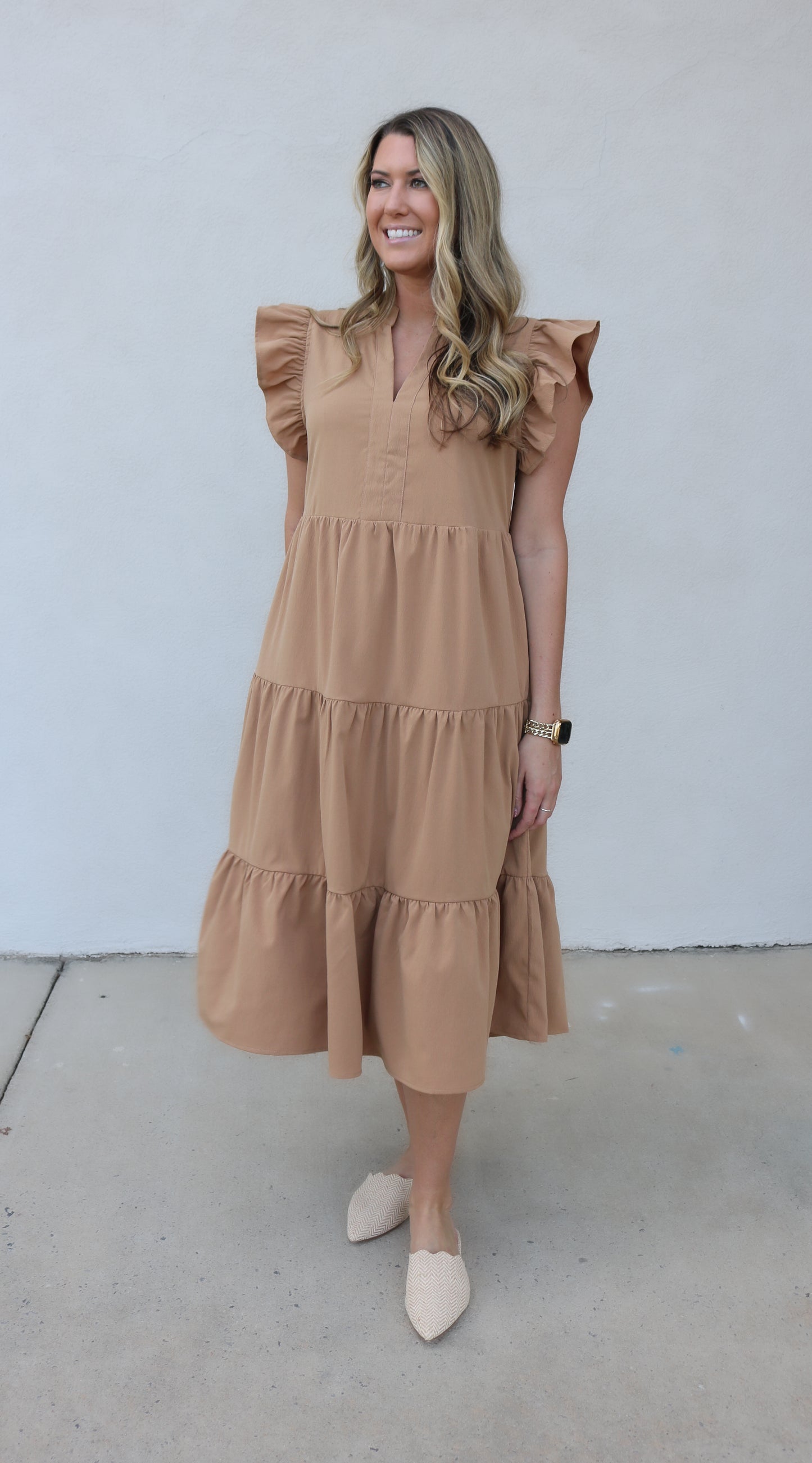 Celia Midi Dress- Caramel