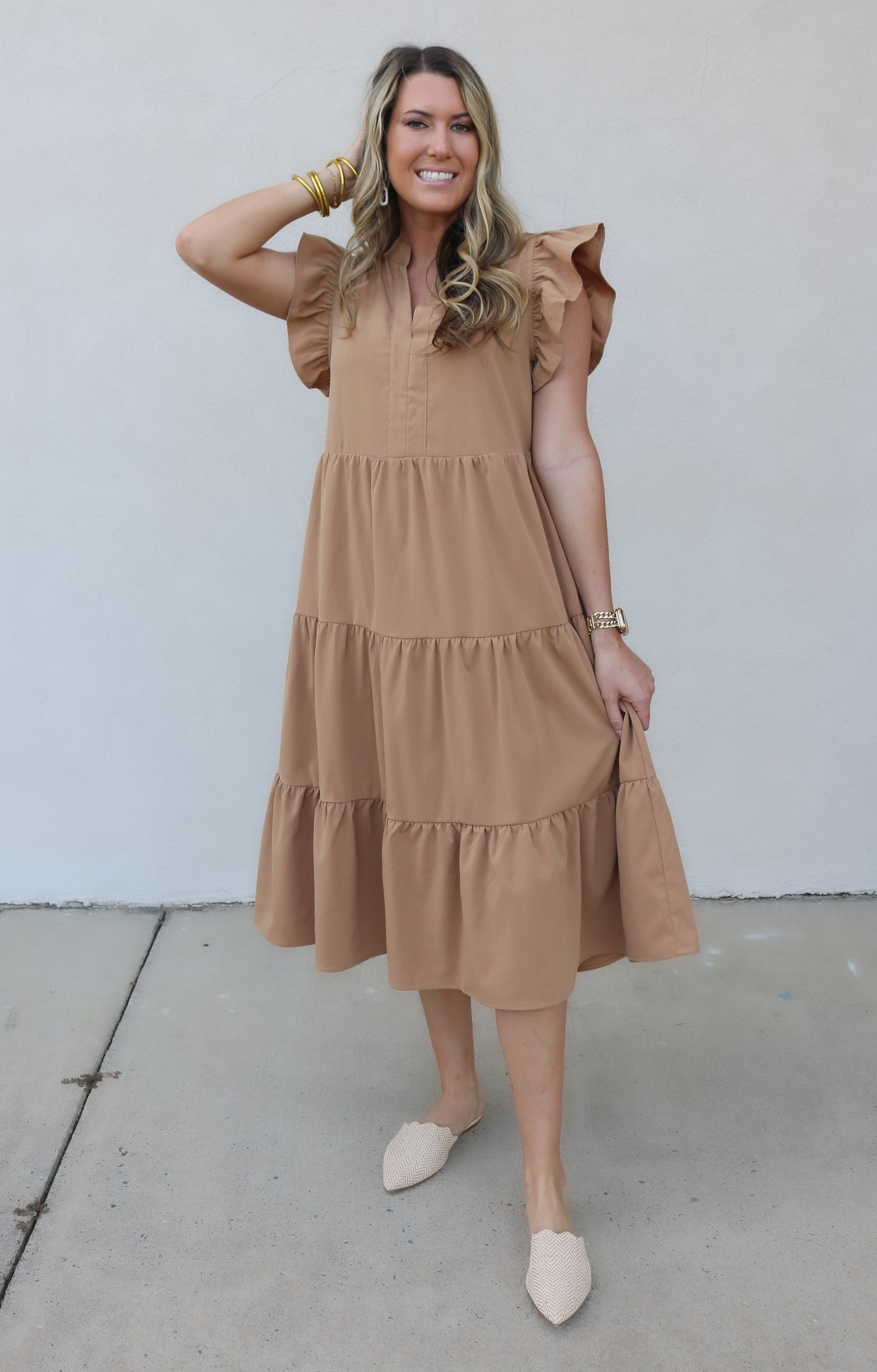 Celia Midi Dress- Caramel