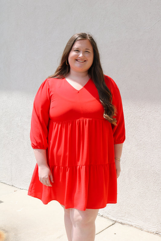 Curvy Elaine Dress- Red