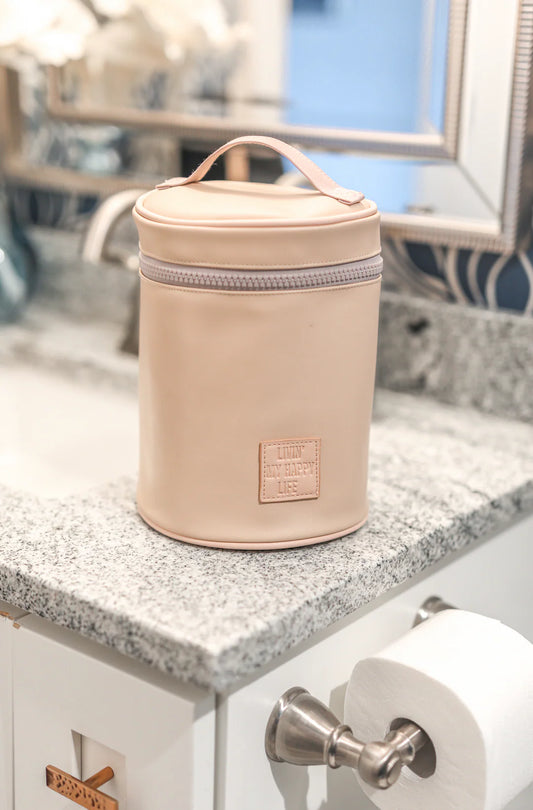 Livin My Happy Life Barrel Toiletry Bag