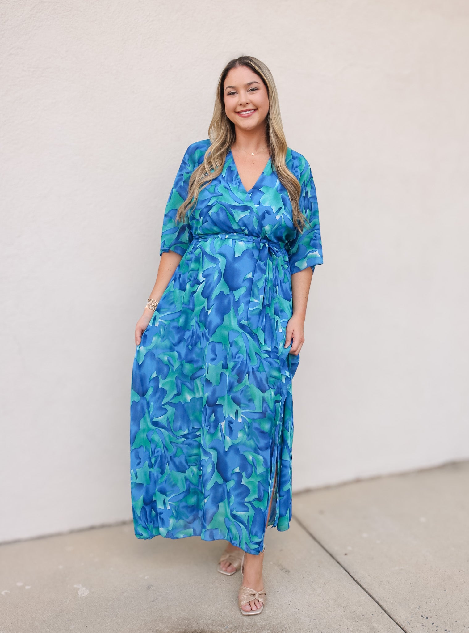 Blue Abstract Wrap Maxi Dress Blue Abstract Wrap Maxi Dress