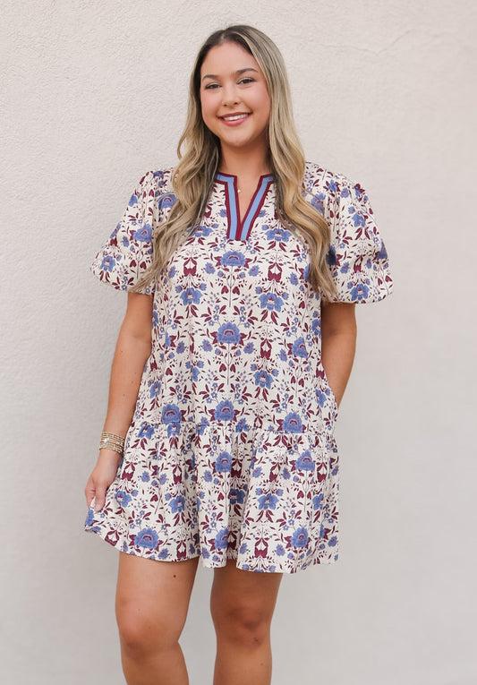Printed Puff Sleeve Dress