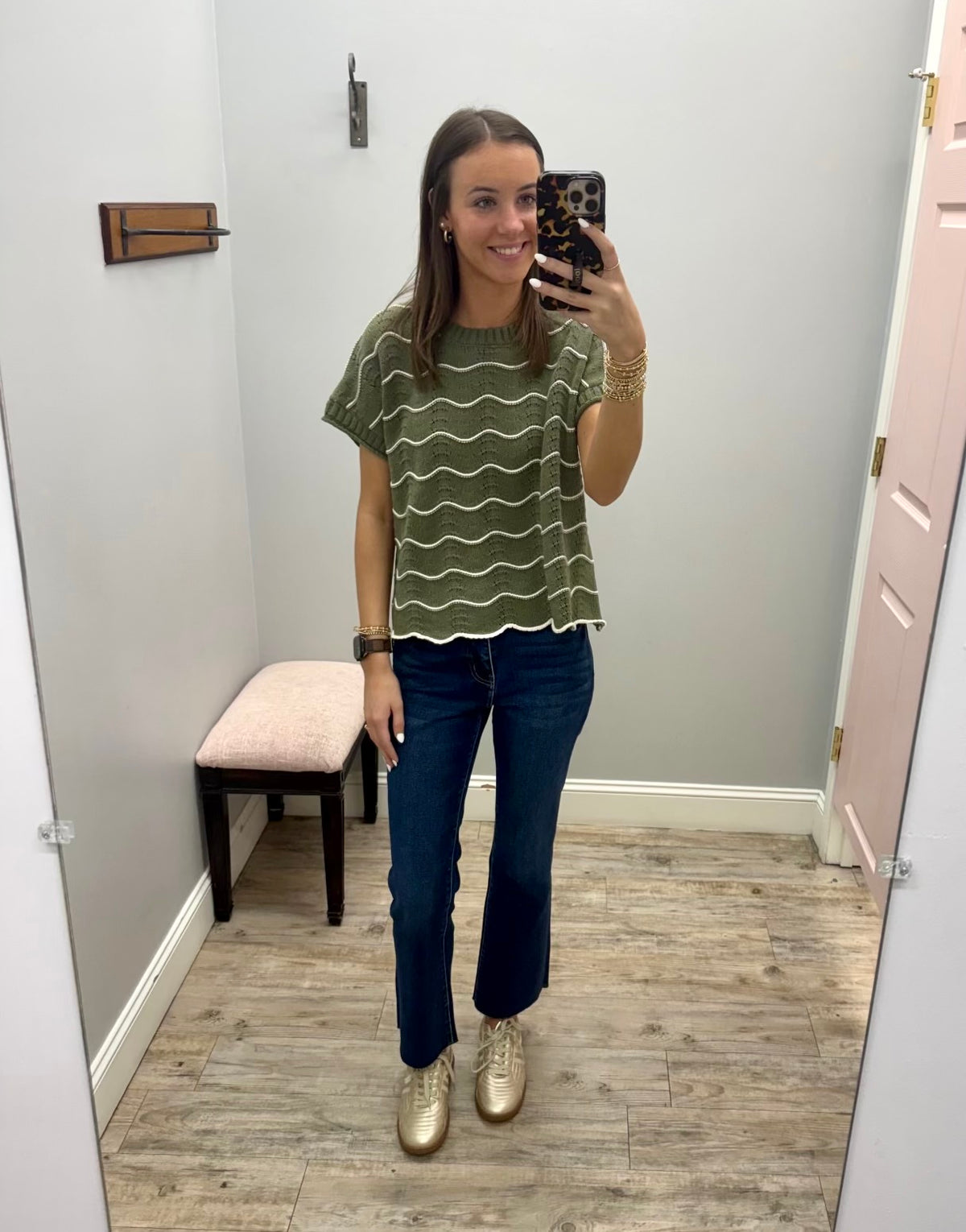 Waves of Olive Sweater Top
