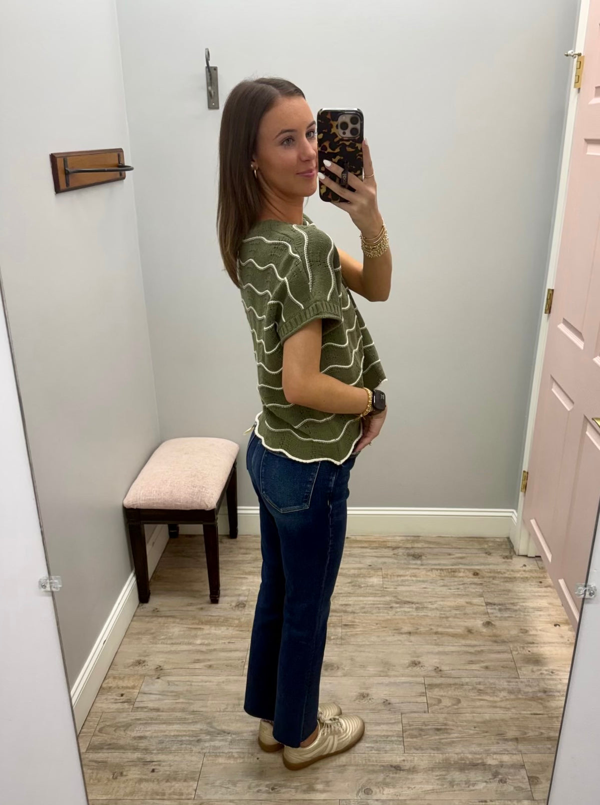 Waves of Olive Sweater Top