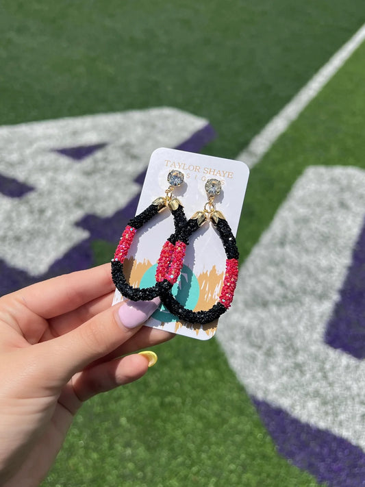 Taylor Shaye Black & Red Teardrop Earrings