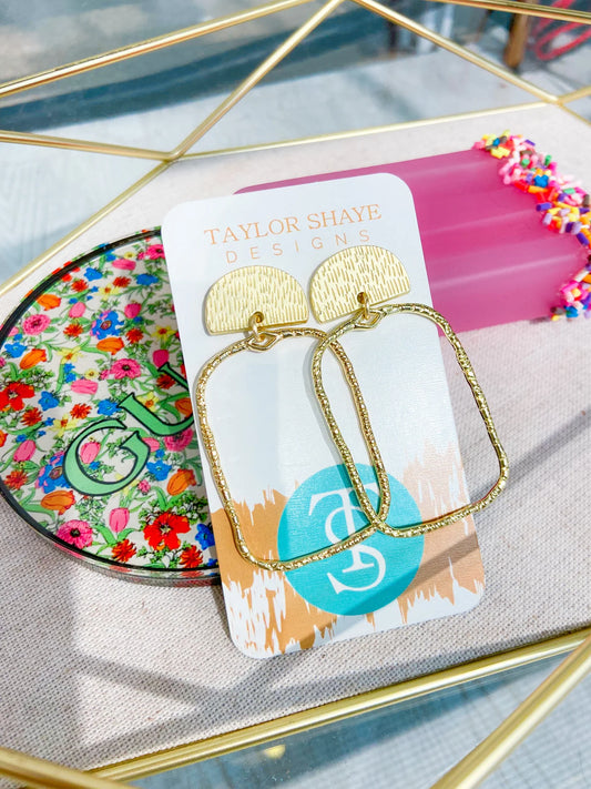 Taylor Shaye Textured Rectangle Drop Earrings