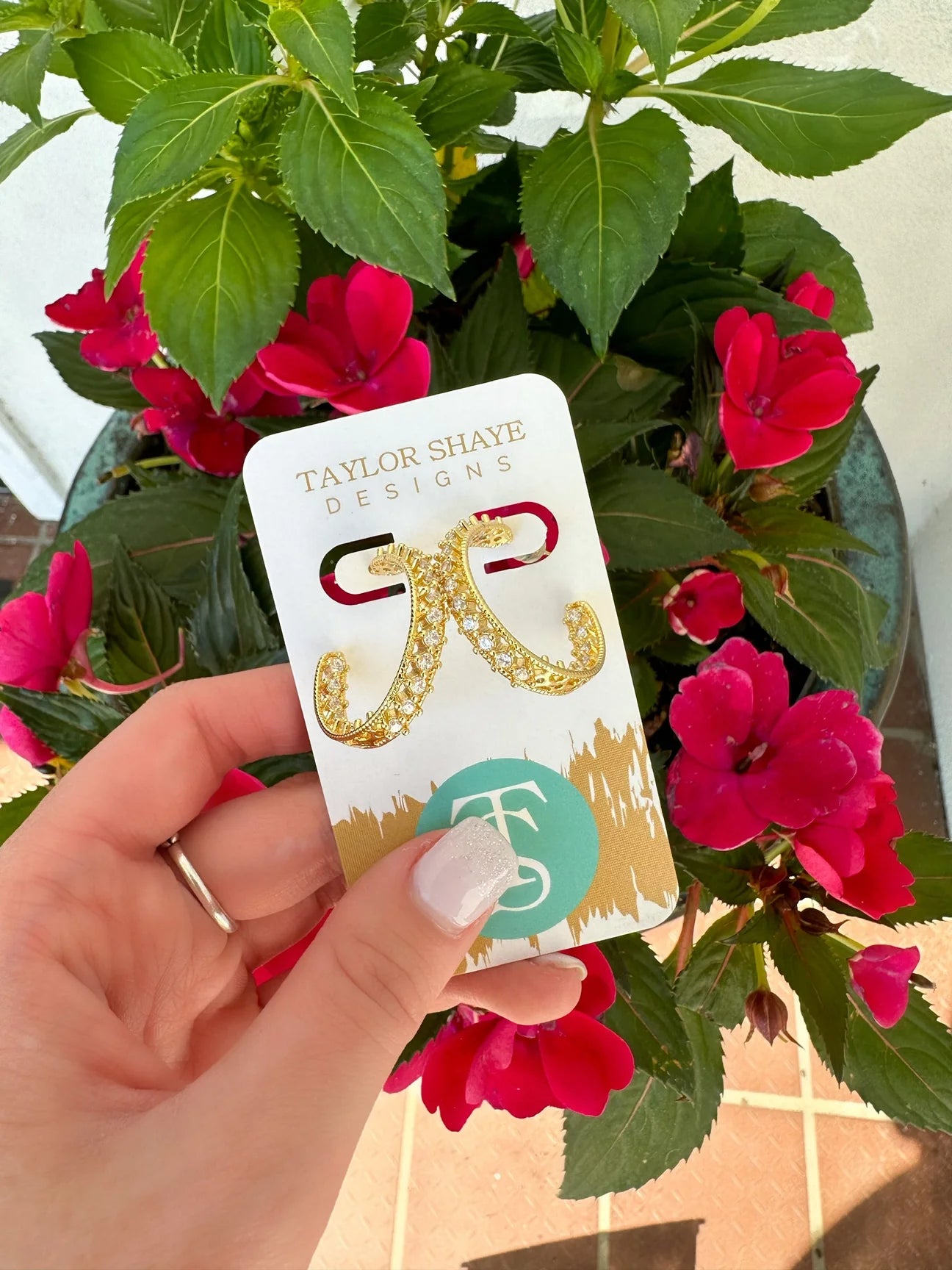 Taylor Shaye Rhinestone Hoop Earrings