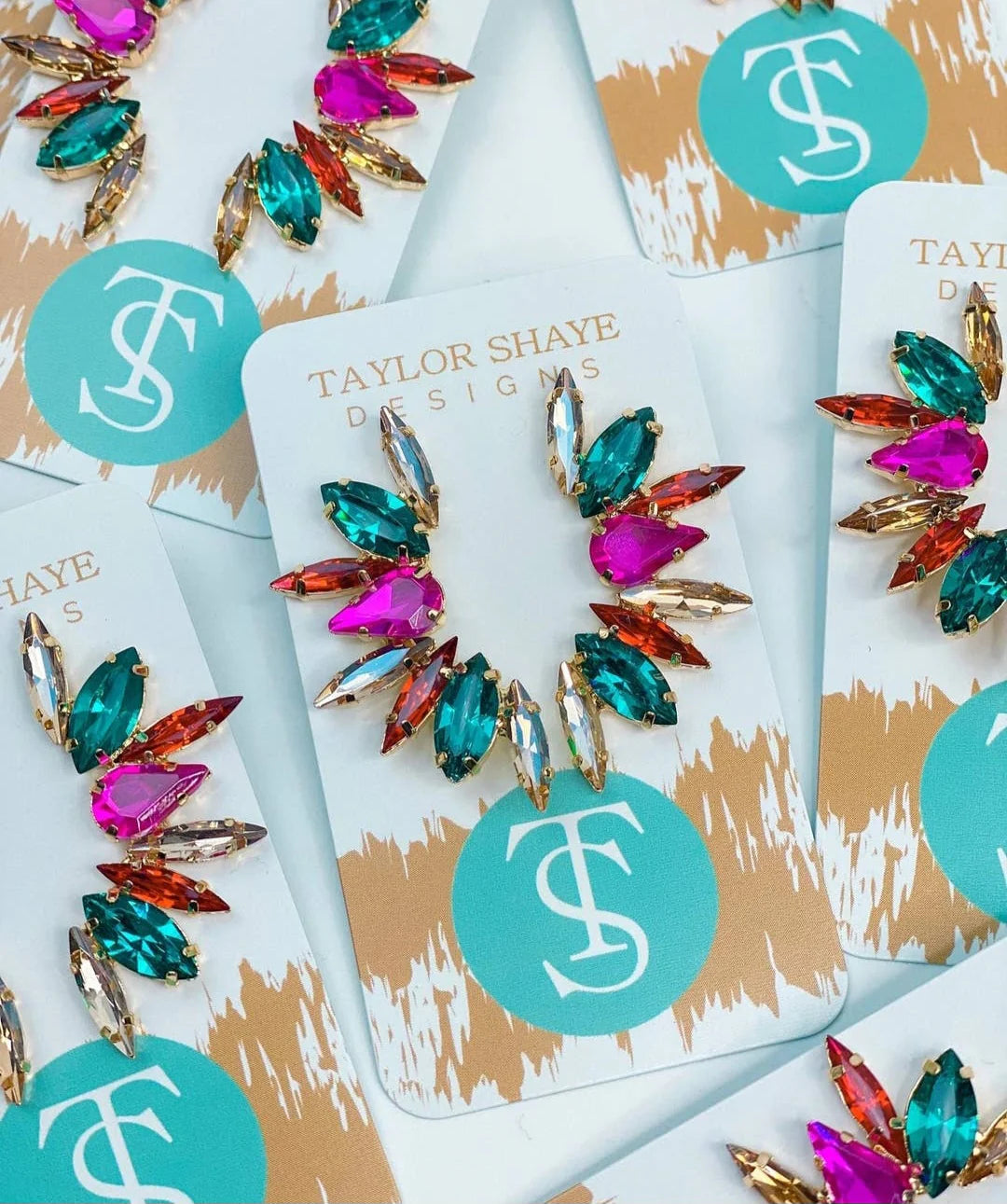 Taylor Shaye Multicolor Statement Earrings