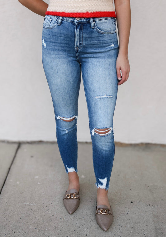 KanCan High Rise Ankle Skinny Distressed Jeans