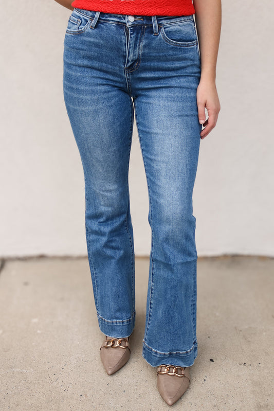 Vervet High Rise Trouser Hem Flare Jeans