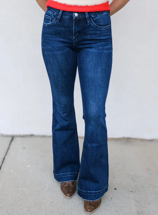 Lovervet Mid Rise Flare Jeans- Trouser Hem