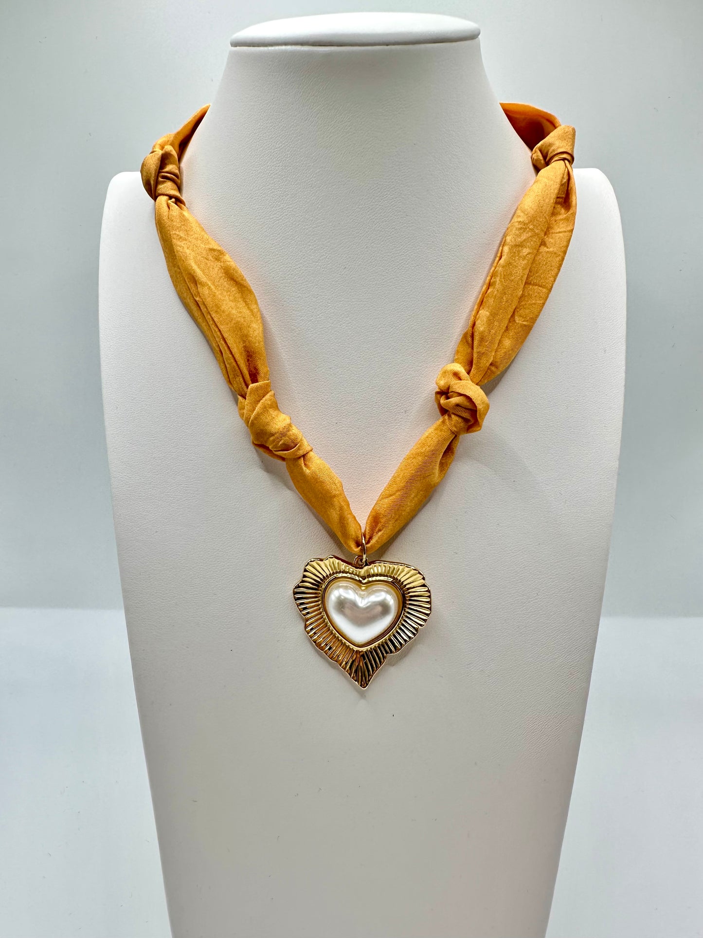 Mustard Heart Scarf Necklace