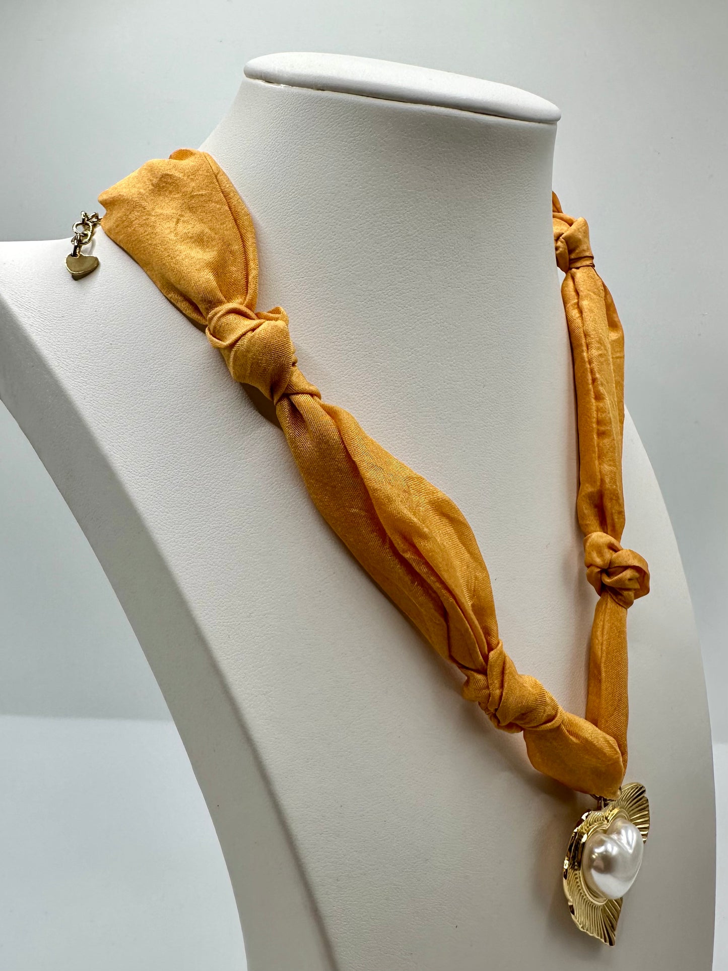 Mustard Heart Scarf Necklace