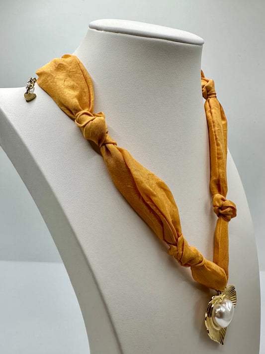 Mustard Heart Scarf Necklace