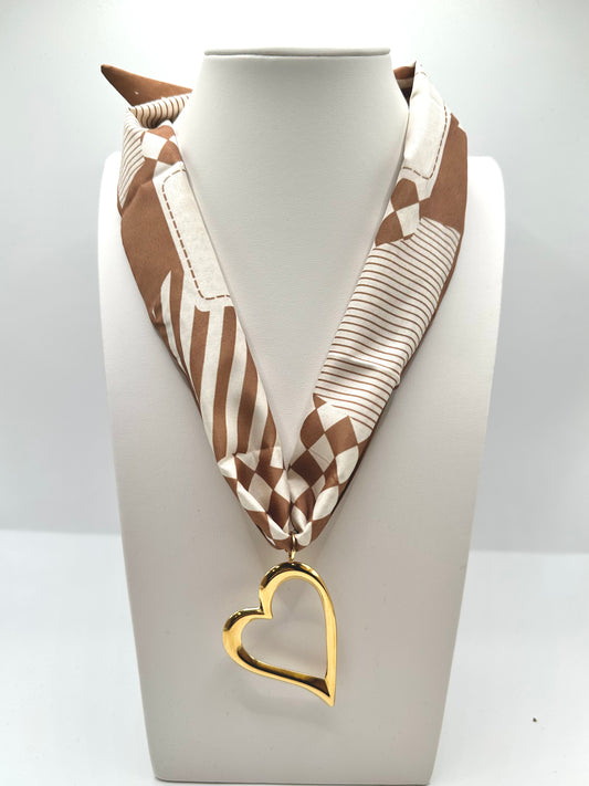Gold Heart Scarf Necklace