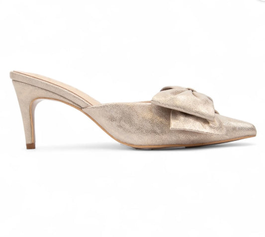 Ccocci Bow Kitten Heel- Gold