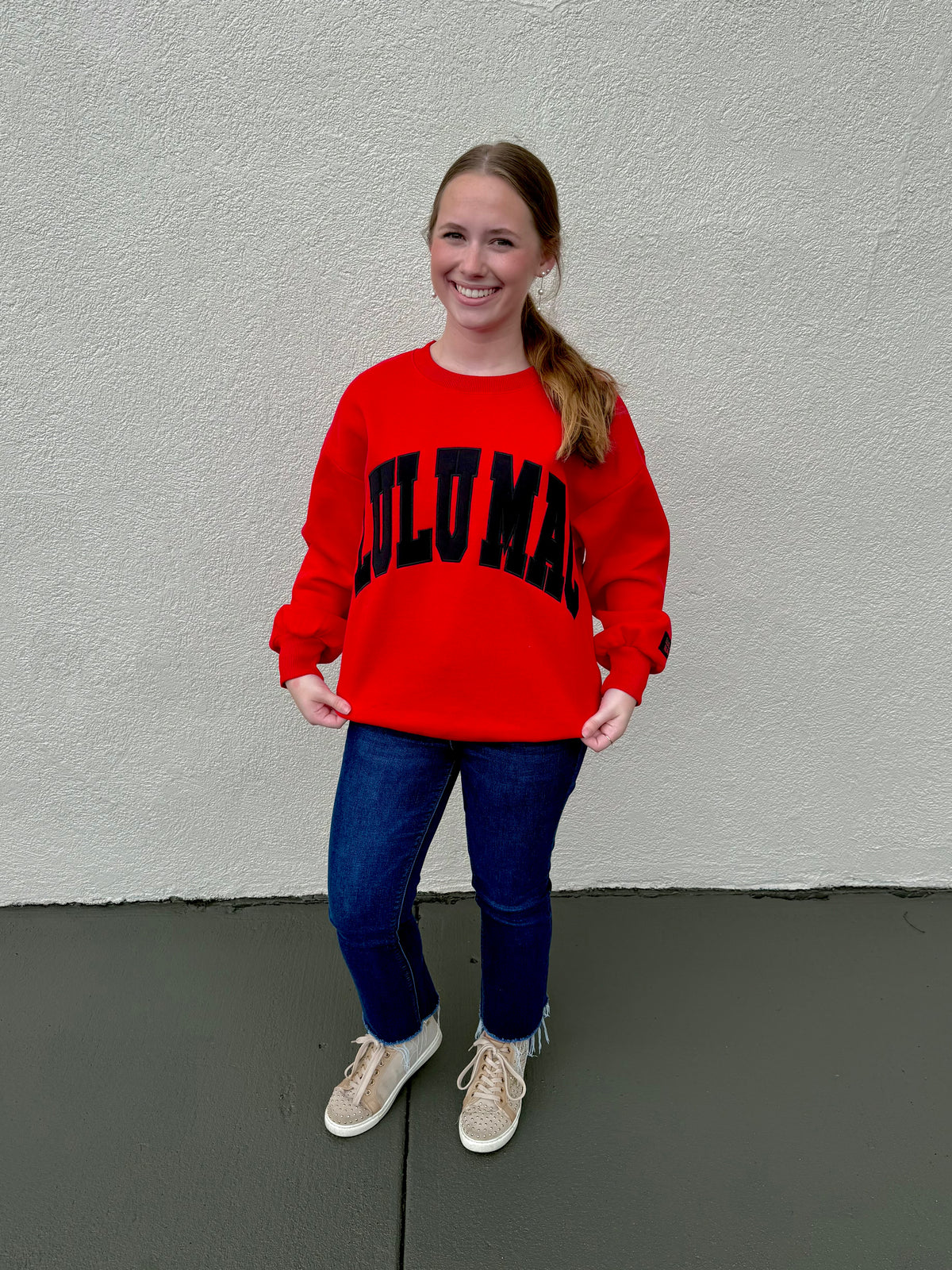 Lulu Mac Game Day Red Crewneck Sweatshirt