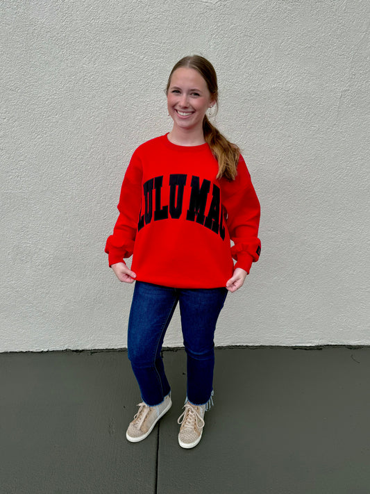 Lulu Mac Game Day Red Crewneck Sweatshirt