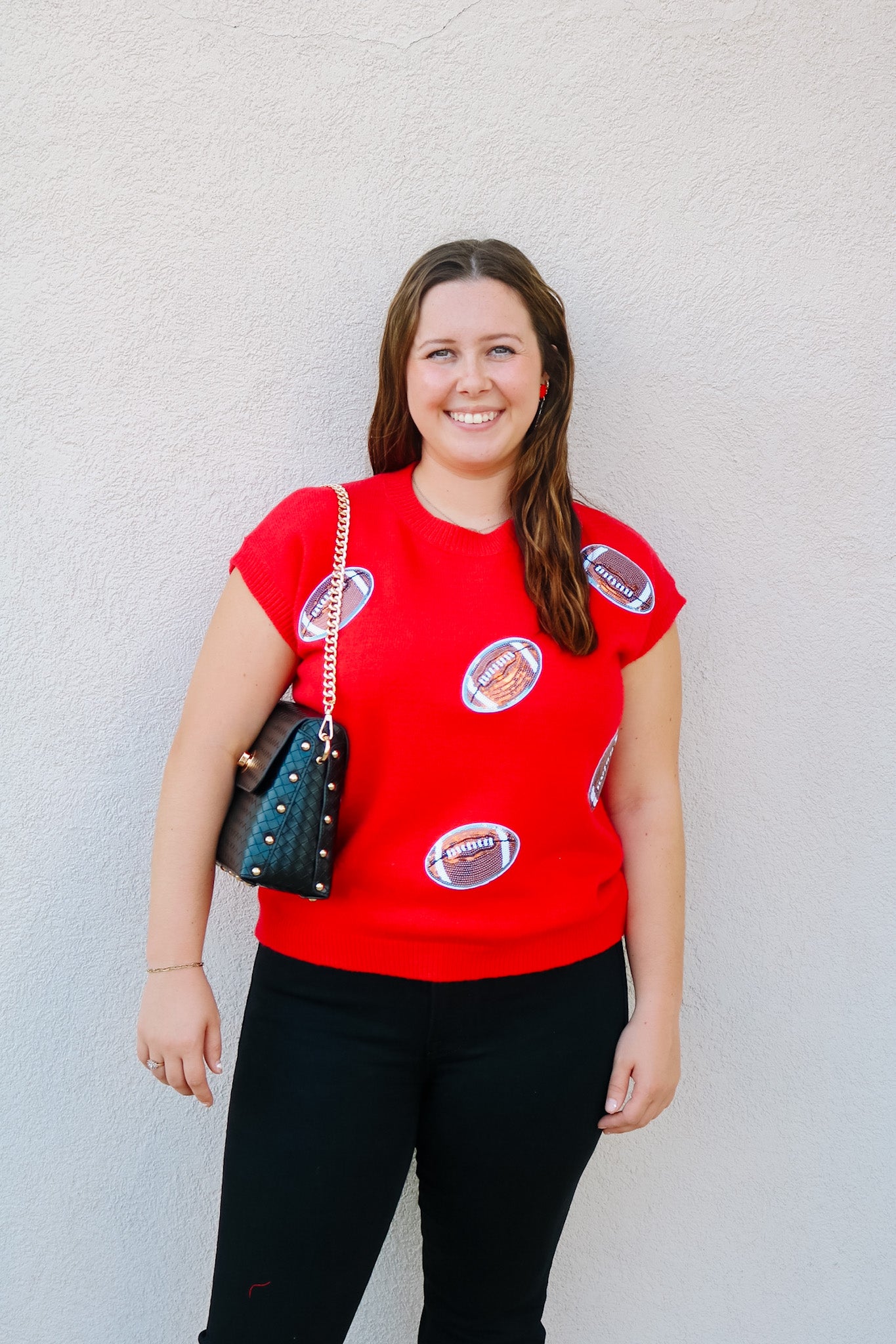 Sequin Football Sweater Vest