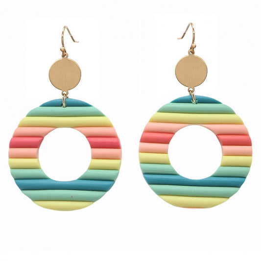 Round Polymer Clay Earrings - Multi