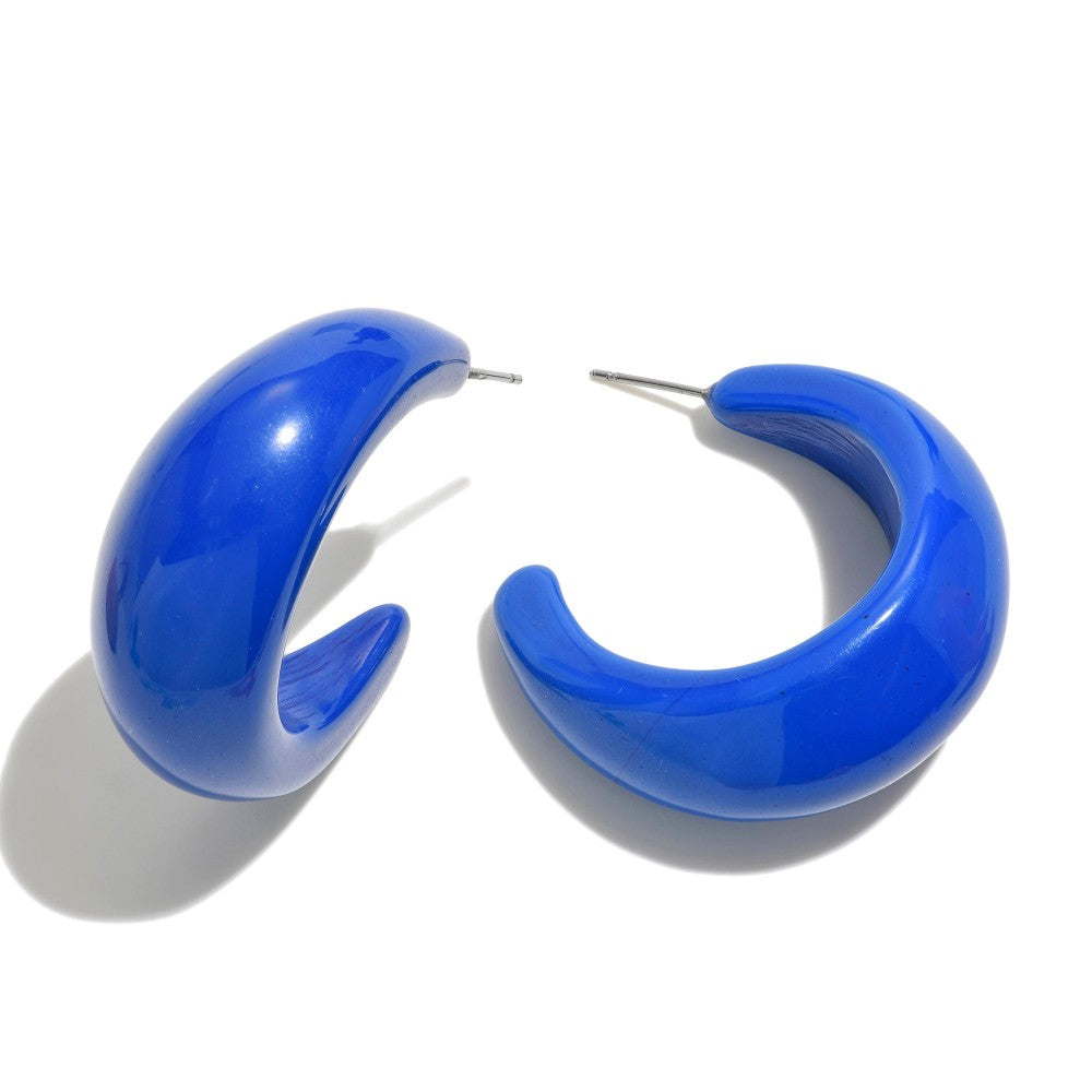 Chunky Acetate Earrings - Blue
