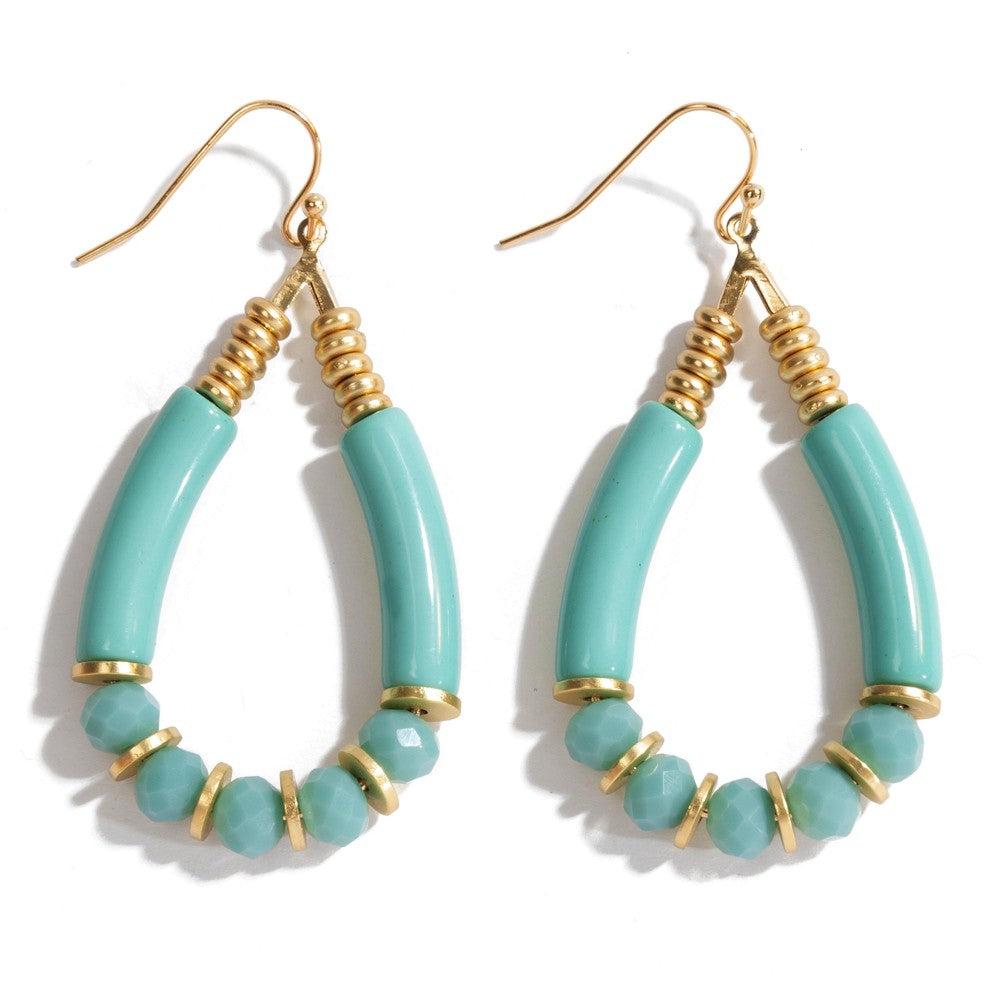 Beaded Teardrop Earrings - Turquoise