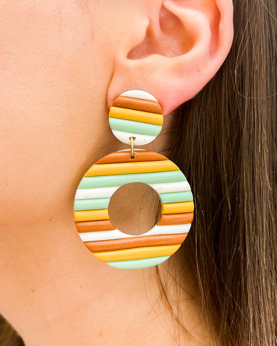 Colorful Clay Hoop Earrings - Neutral