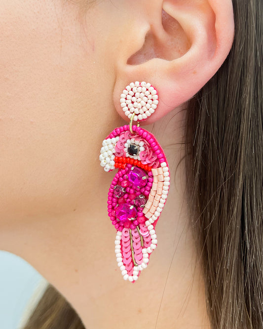 Pink Parrot Earrings